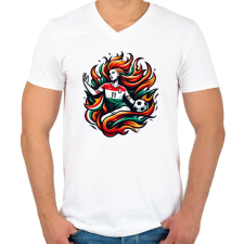 PRINTFASHION Foci - Férfi V-nyakú póló - Fehér férfi póló