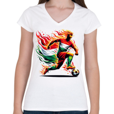 PRINTFASHION Foci - Női V-nyakú póló - Fehér