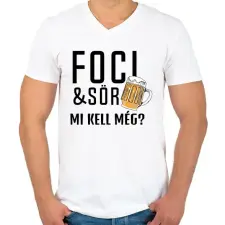 PRINTFASHION Foci Sör - Férfi V-nyakú póló - Fehér férfi póló