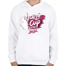 PRINTFASHION Foci VB Qatar 2022 - Gyerek kapucnis pulóver - Fehér gyerek pulóver, kardigán