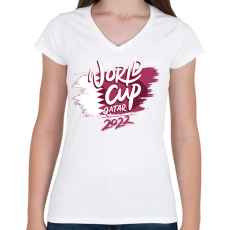 PRINTFASHION Foci VB Qatar 2022 - Női V-nyakú póló - Fehér