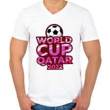 PRINTFASHION Foci világbajnokság Qatar 2022  - Férfi V-nyakú póló - Fehér férfi póló