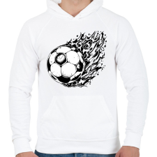 PRINTFASHION Focilabda - Férfi kapucnis pulóver - Fehér férfi pulóver, kardigán