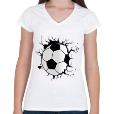 PRINTFASHION focilabda - Női V-nyakú póló - Fehér női póló