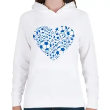 PRINTFASHION Focis szív - Női kapucnis pulóver - Fehér női pulóver, kardigán