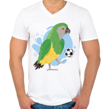 PRINTFASHION Focista papagáj - Férfi V-nyakú póló - Fehér férfi póló