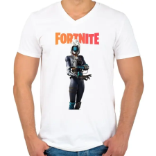 PRINTFASHION Focus Fortnite - Férfi V-nyakú póló - Fehér férfi póló