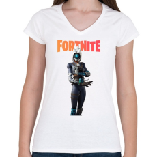 PRINTFASHION Focus Fortnite - Női V-nyakú póló - Fehér