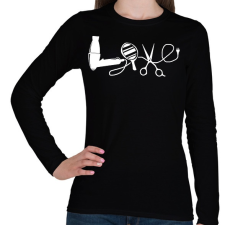PRINTFASHION Fodrász Love - Női hosszú ujjú póló - Fekete női póló