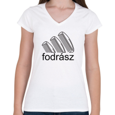 PRINTFASHION Fodrász - márka - Női V-nyakú póló - Fehér női póló