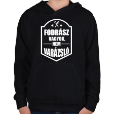PRINTFASHION FODRÁSZ, NEM VARÁZSLÓ - Gyerek kapucnis pulóver - Fekete gyerek pulóver, kardigán