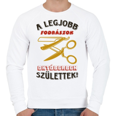 PRINTFASHION Fodrász szülinap október színes - Férfi pulóver - Fehér