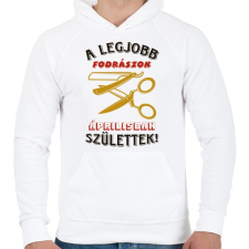 PRINTFASHION Fodrász szülinapja április színes - Férfi kapucnis pulóver - Fehér férfi pulóver, kardigán