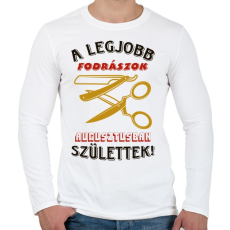 PRINTFASHION Fodrász szülinapja augusztus színes - Férfi hosszú ujjú póló - Fehér