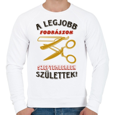 PRINTFASHION Fodrász szülinapja szeptember színes - Férfi pulóver - Fehér férfi pulóver, kardigán