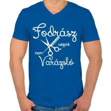 PRINTFASHION Fodrász vagyok, nem varázsló - Férfi V-nyakú póló - Királykék férfi póló