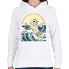 PRINTFASHION Fóka és a hullámok anime stílus - Női kapucnis pulóver - Fehér női póló