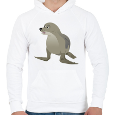 PRINTFASHION Fóka - Férfi kapucnis pulóver - Fehér férfi pulóver, kardigán