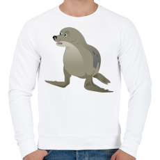 PRINTFASHION Fóka - Férfi pulóver - Fehér