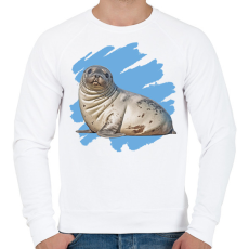 PRINTFASHION Fóka - Férfi pulóver - Fehér