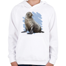 PRINTFASHION Fóka - Gyerek kapucnis pulóver - Fehér gyerek pulóver, kardigán