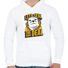 PRINTFASHION fóka-Seal the deal - Férfi kapucnis pulóver - Fehér férfi pulóver, kardigán