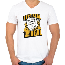 PRINTFASHION fóka-Seal the deal - Férfi V-nyakú póló - Fehér