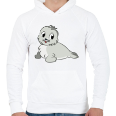PRINTFASHION Fókabébi - Férfi kapucnis pulóver - Fehér