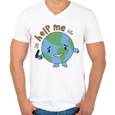 PRINTFASHION Föld bolygó - Férfi V-nyakú póló - Fehér