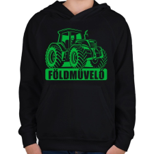 PRINTFASHION Földművelő John Deere - Gyerek kapucnis pulóver - Fekete gyerek pulóver, kardigán