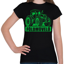 PRINTFASHION Földművelő John Deere - Női póló - Fekete női póló