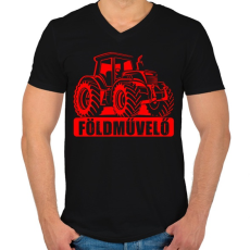 PRINTFASHION Földművelő MTZ - Férfi V-nyakú póló - Fekete