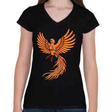PRINTFASHION Főnix  - Női V-nyakú póló - Fekete