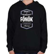 PRINTFASHION Főnök prémium minőség - Gyerek kapucnis pulóver - Fekete gyerek pulóver, kardigán