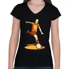 PRINTFASHION Football  - Női V-nyakú póló - Fekete
