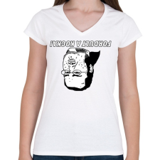 PRINTFASHION Fordult a kocka. - Női V-nyakú póló - Fehér női póló