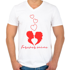 PRINTFASHION Forever mine - Férfi V-nyakú póló - Fehér férfi póló