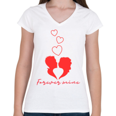 PRINTFASHION Forever mine - Női V-nyakú póló - Fehér