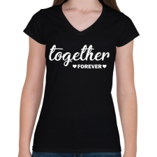 PRINTFASHION Forever together - páros 1 - Női V-nyakú póló - Fekete női póló