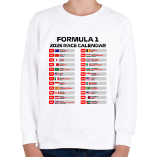 PRINTFASHION Forma 1 2025 versenynaptár  - Gyerek pulóver - Fehér