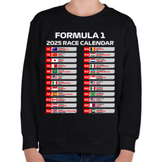 PRINTFASHION Forma 1 2025 versenynaptár  - Gyerek pulóver - Fekete