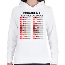 PRINTFASHION Forma 1 2025 versenynaptár  - Női kapucnis pulóver - Fehér női pulóver, kardigán