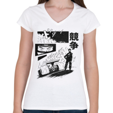 PRINTFASHION Forma 1 anime - Női V-nyakú póló - Fehér női póló