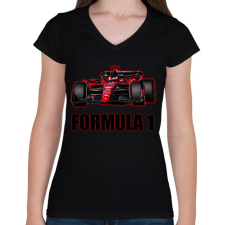 PRINTFASHION Forma 1 - Női V-nyakú póló - Fekete női póló
