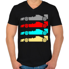 PRINTFASHION forma 1 verseny autók - Férfi V-nyakú póló - Fekete