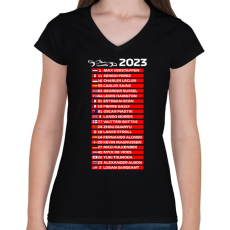 PRINTFASHION Forma 1 Versenyzők 005 - Női V-nyakú póló - Fekete