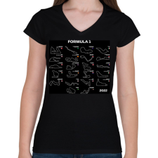PRINTFASHION Formula 1 2022 - Női V-nyakú póló - Fekete női póló