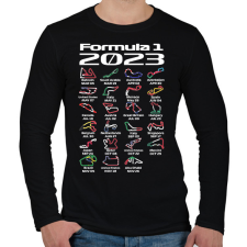 PRINTFASHION Formula 1 2023 versenynaptár (Angol) - Férfi hosszú ujjú póló - Fekete férfi póló