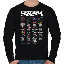 PRINTFASHION Formula 1 2023 versenynaptár (Angol) - Férfi pulóver - Fekete férfi pulóver, kardigán