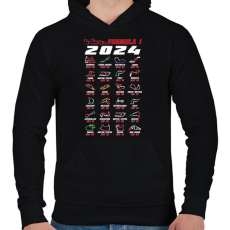 PRINTFASHION Formula 1 - 2024 versenynaptár - Férfi kapucnis pulóver - Fekete